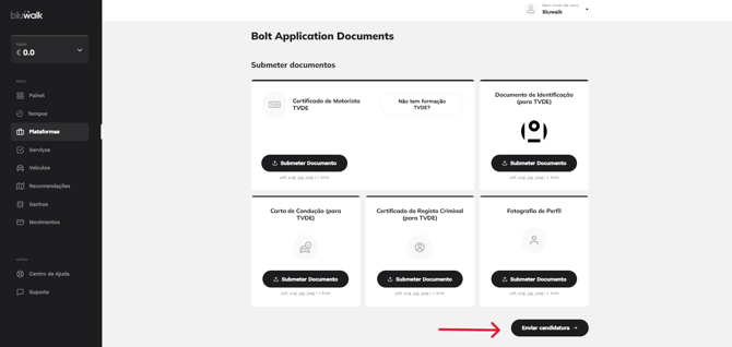 How to send the application in the Bluwalk app