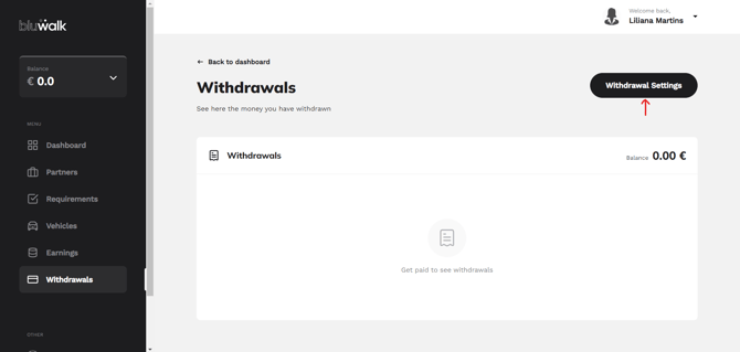 Step 2 for service contract: motion settings button in the Bluwalk app