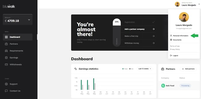 Personal Information in app