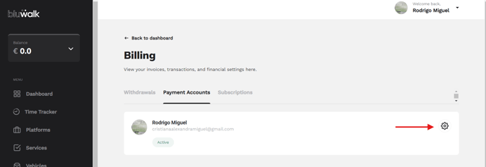 Step 2 of returning the vehicle deposit: Payment settings section 